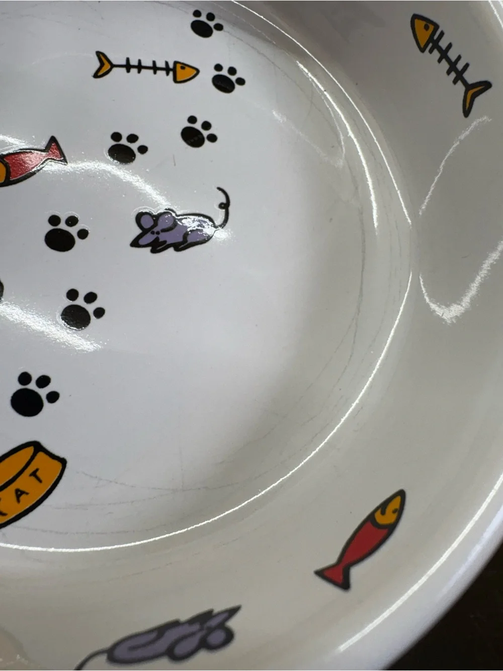 Signature White Stoneware Pet Bowl with Black Logo